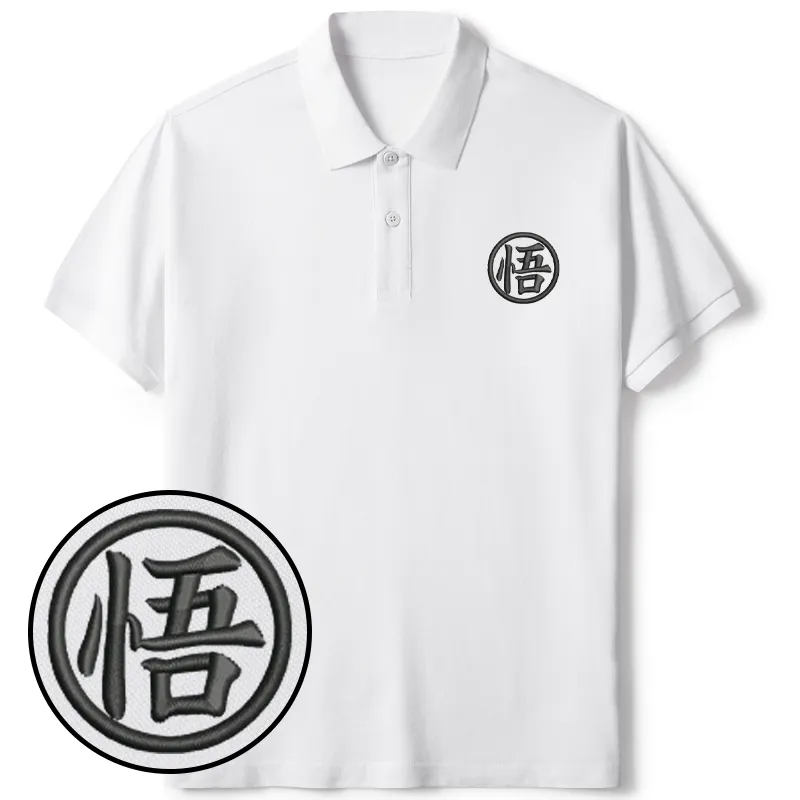 Tokyo-Tiger Enlightenment Janpanese Kanji Embroidered Polo T-Shirt