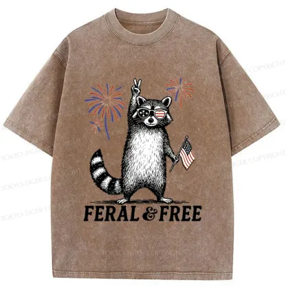 Tokyo-Tiger Raccoon Celebrating The Festival Washed T-Shirt