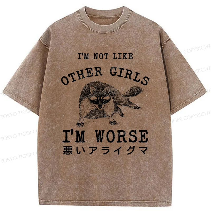 Tokyo-Tiger Bad Raccoon Funny Washed T-Shirt