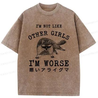 Tokyo-Tiger Bad Raccoon Funny Washed T-Shirt