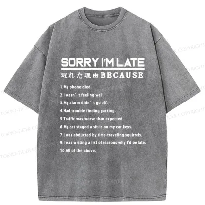 Tokyo-Tiger Reason For Being Late Washed T-Shirt