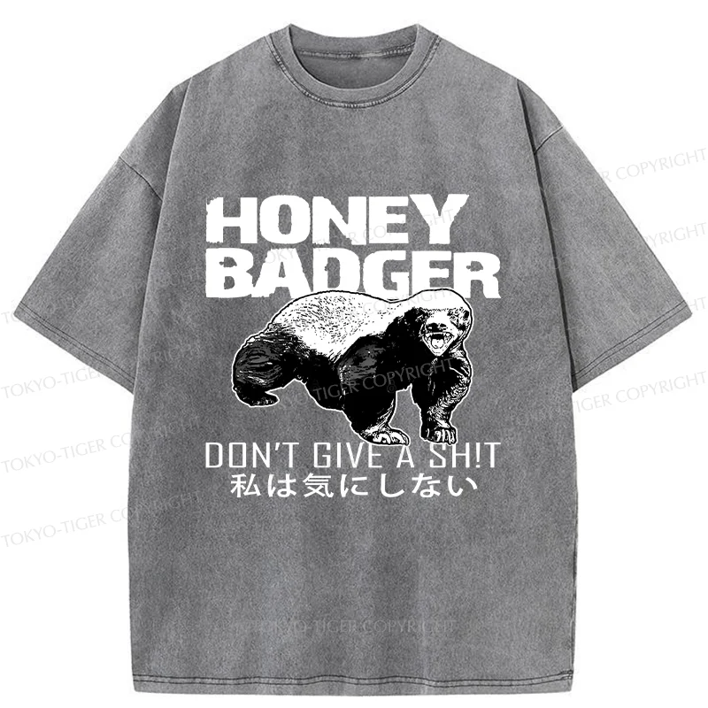 Tokyo-Tiger Honey Badger Funny Washed T-Shirt