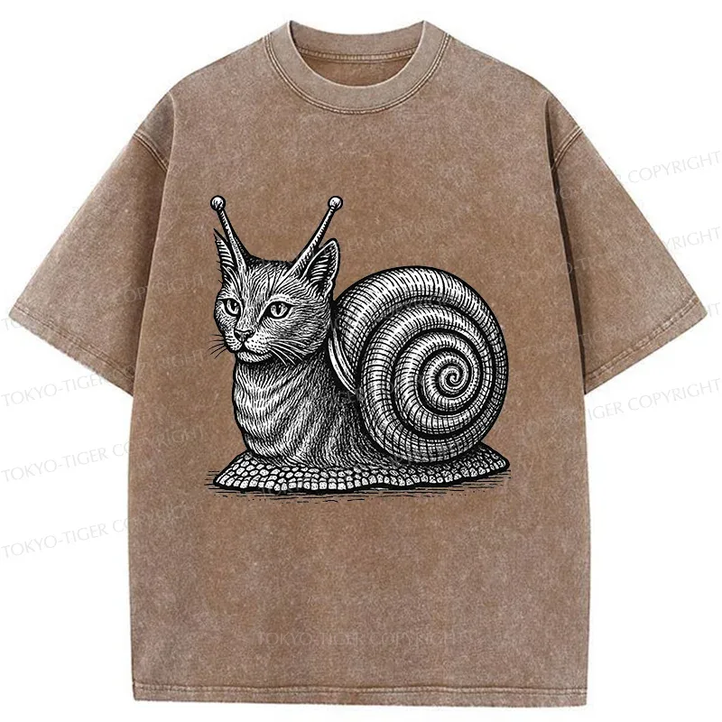 Tokyo-Tiger Snail Cat Washed T-Shirt