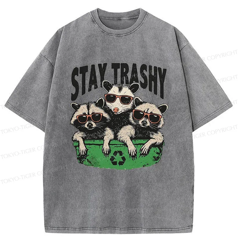 Tokyo-Tiger Stay Trashy Washed T-Shirt