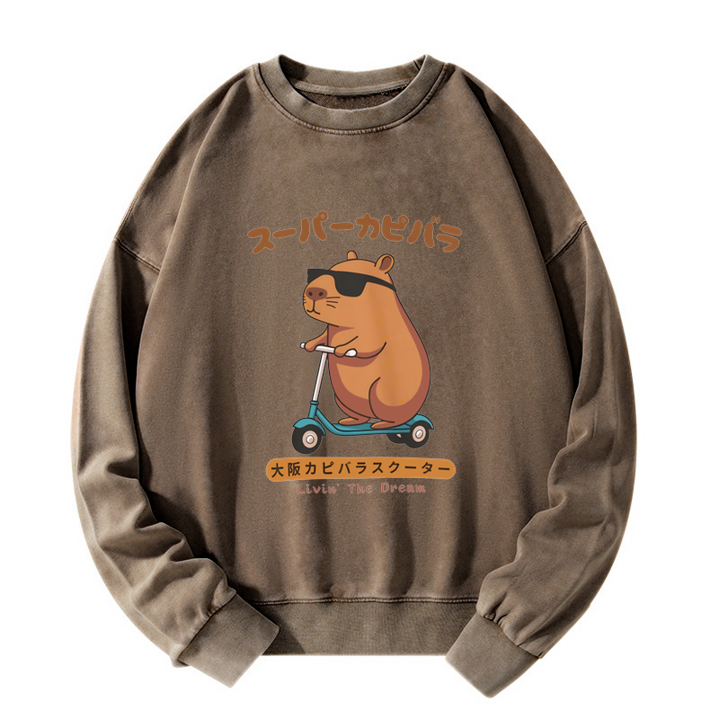 Tokyo-Tiger Osaka Capybara Scooter Washed Sweatshirt