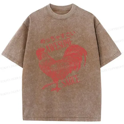 Tokyo-Tiger Excited Chicken Washed T-Shirt