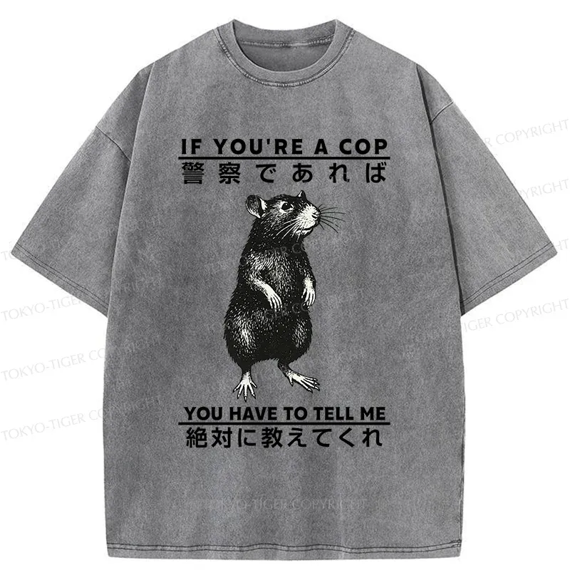 Tokyo-Tiger Funny Mouse Japan Washed T-Shirt