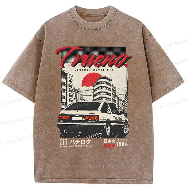 Tokyo-Tiger Retro Japanese Car Funny Washed T-Shirt