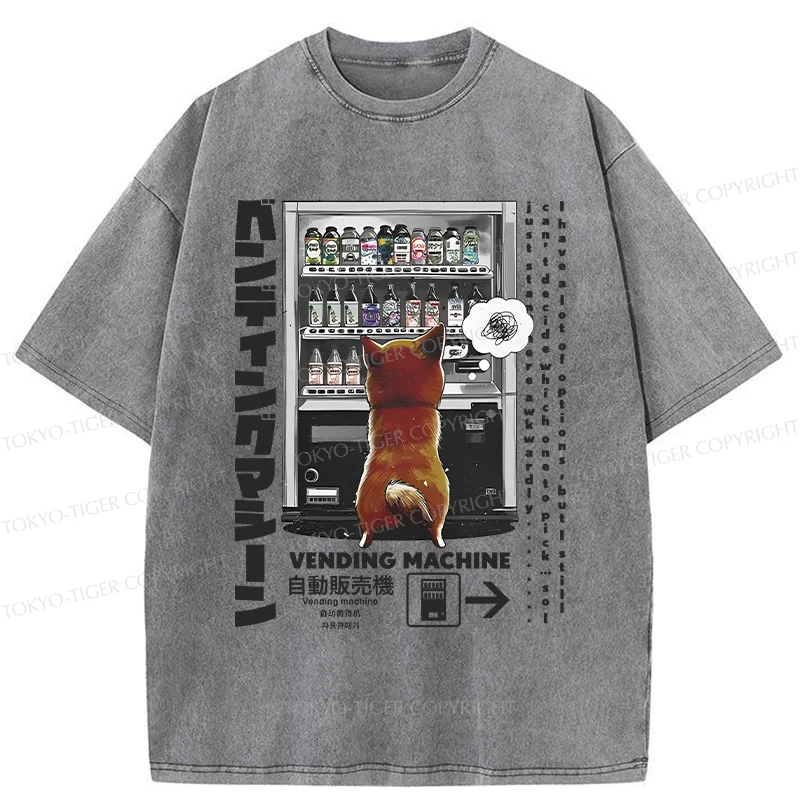 Tokyo-Tiger Japanese Vending Machine Washed T-Shirt