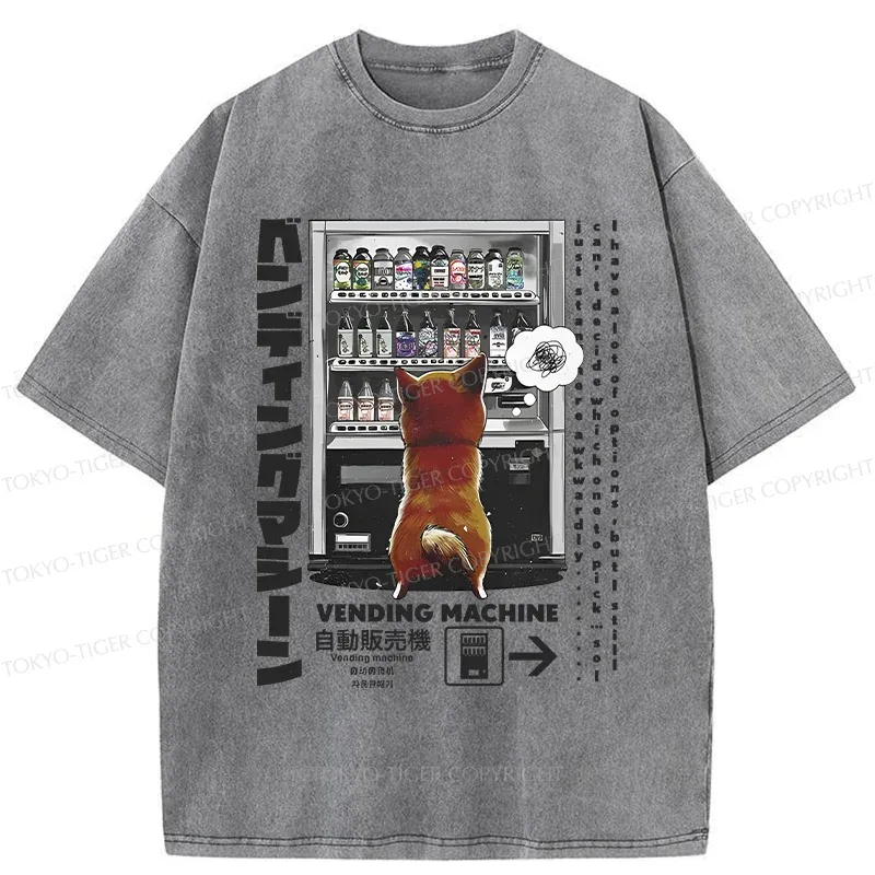 Tokyo-Tiger Japanese Vending Machine Washed T-Shirt