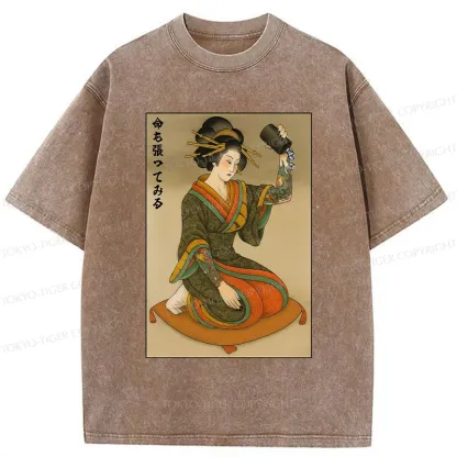 Tokyo-Tiger Geisha With Dice Washed T-Shirt