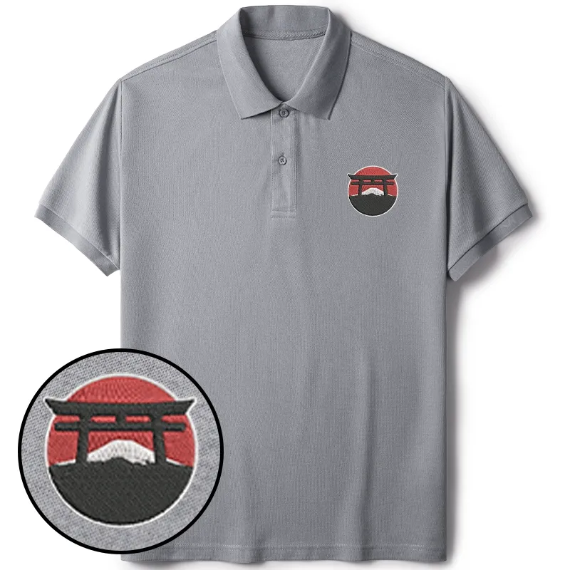 Tokyo-Tiger Japan Torii Gate Embroidered Polo T-Shirt
