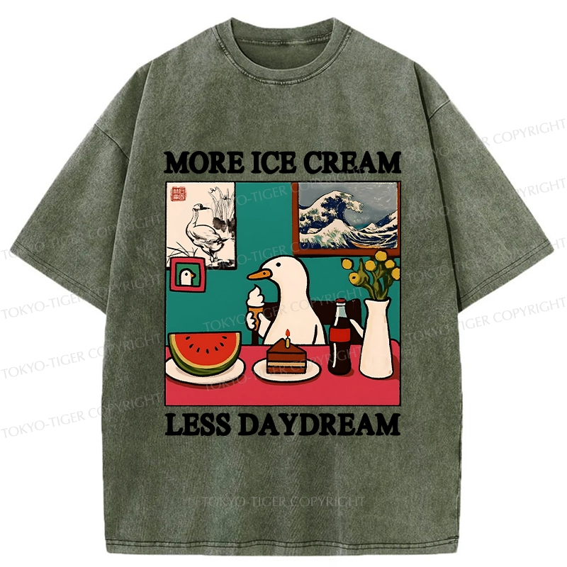 Tokyo-Tiger More Ice Cream Less Daydream Washed T-Shirt