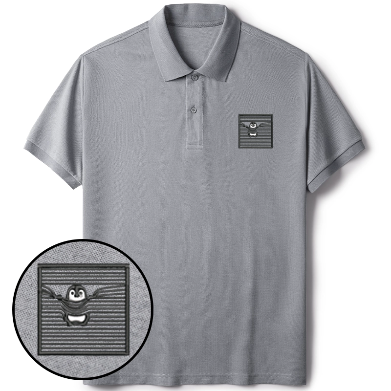 Tokyo-Tiger Kawaii Penguin Embroidered Polo T-Shirt