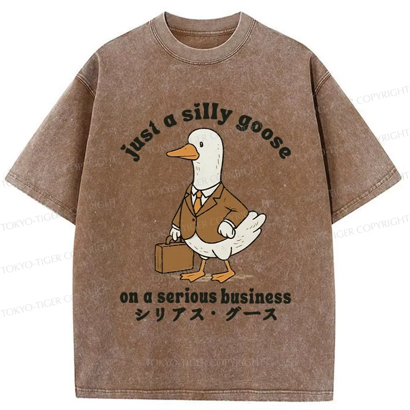 Tokyo-Tiger Silly Goose On A Serious Business Washed T-Shirt