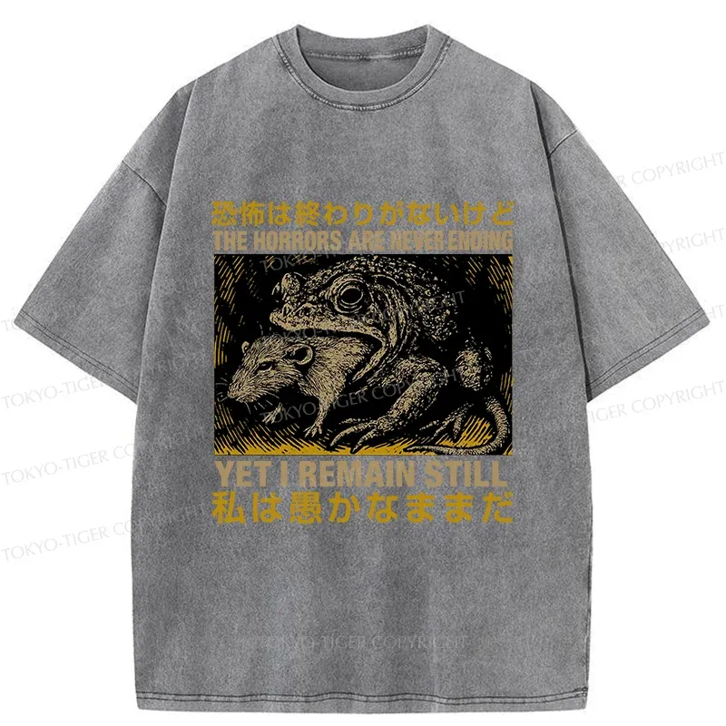 Tokyo-Tiger Frog Eat Mouse Washed T-Shirt