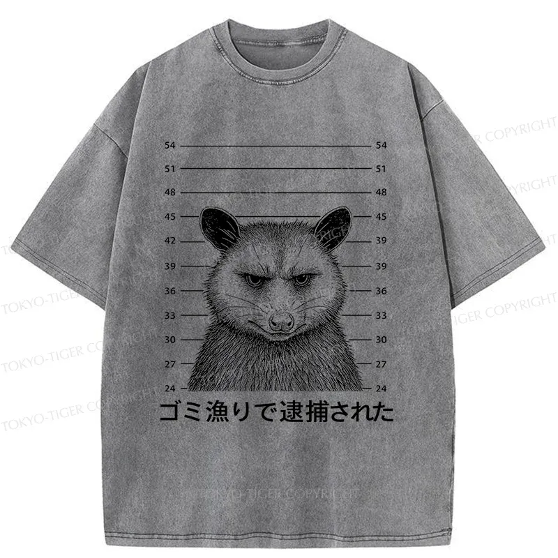 Tokyo-Tiger Captured Possum Washed T-Shirt