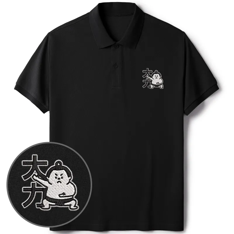 Tokyo-Tiger Japanese Sumo Embroidered Polo T-Shirt