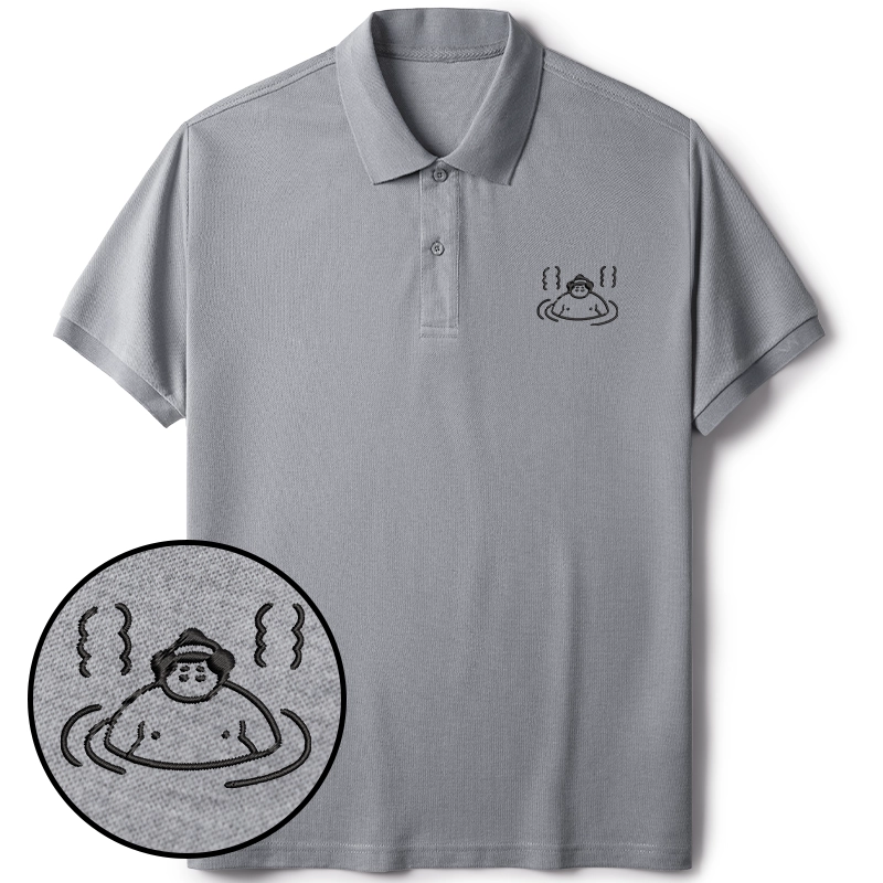Tokyo-Tiger Sumo In Hot Springs Embroidered Polo T-Shirt