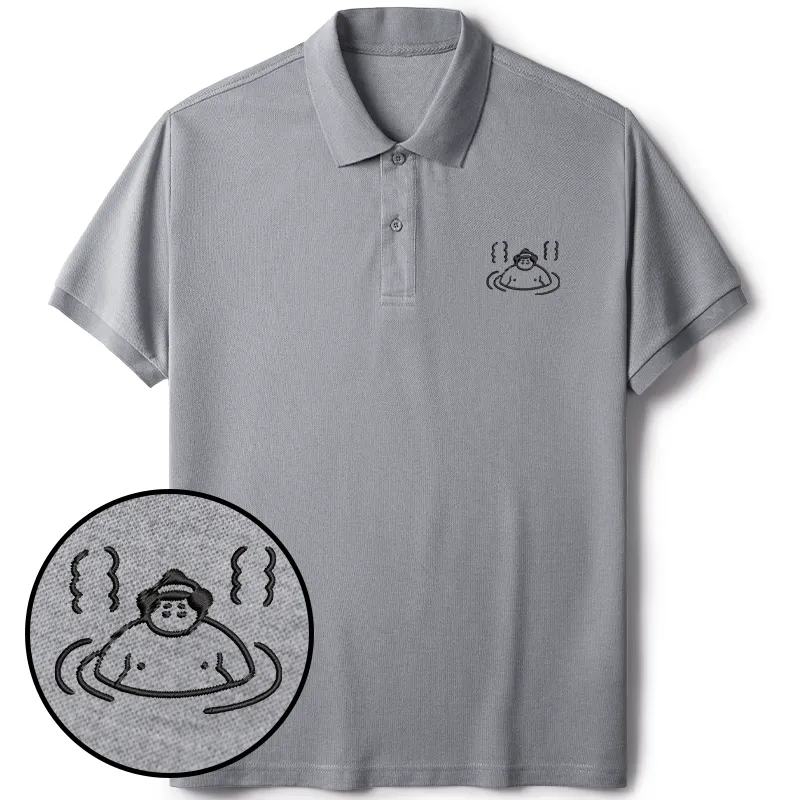 Tokyo-Tiger Sumo In Hot Springs Embroidered Polo T-Shirt