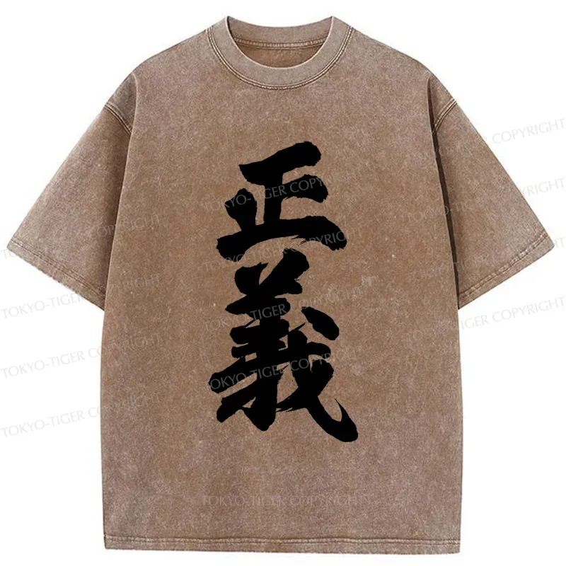 Tokyo-Tiger Justice Kanji Washed T-Shirt