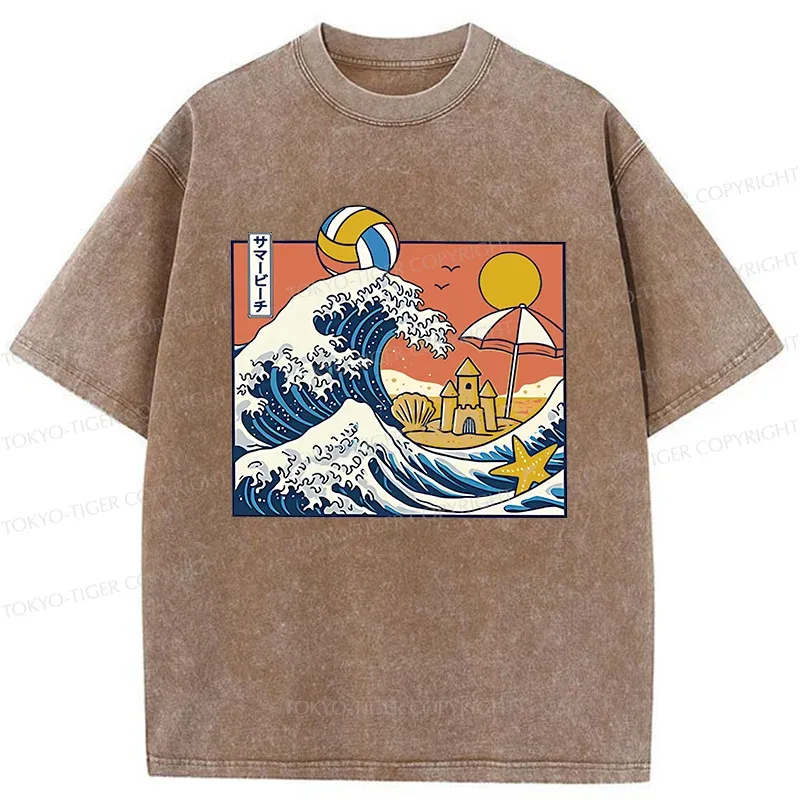 Tokyo-Tiger Summer Beach Washed T-Shirt