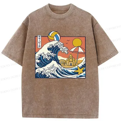 Tokyo-Tiger Summer Beach Washed T-Shirt