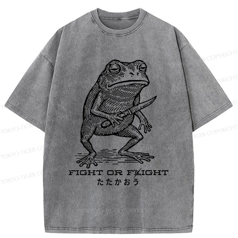 Tokyo-Tiger Fighting Frog Washed T-Shirt