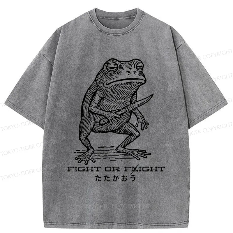 Tokyo-Tiger Fighting Frog Washed T-Shirt