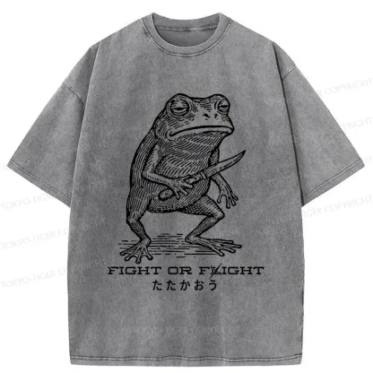 Tokyo-Tiger Fighting Frog Washed T-Shirt