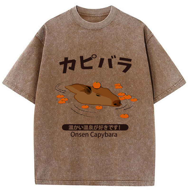 Tokyo-Tiger Onsen Capybara Washed T-Shirt