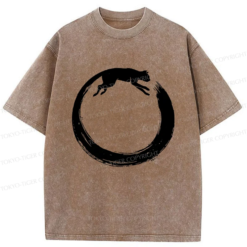 Tokyo-Tiger Cat's Circle Washed T-Shirt