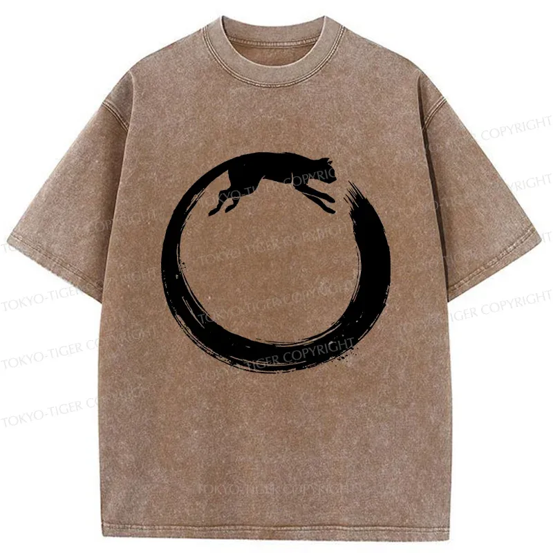 Tokyo-Tiger Cat's Circle Washed T-Shirt