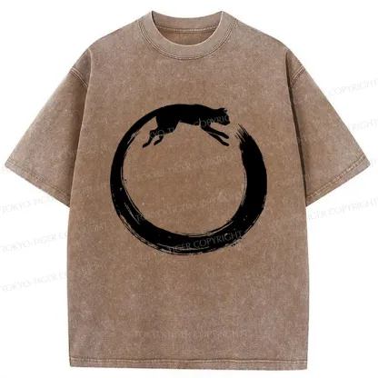 Tokyo-Tiger Cat's Circle Washed T-Shirt