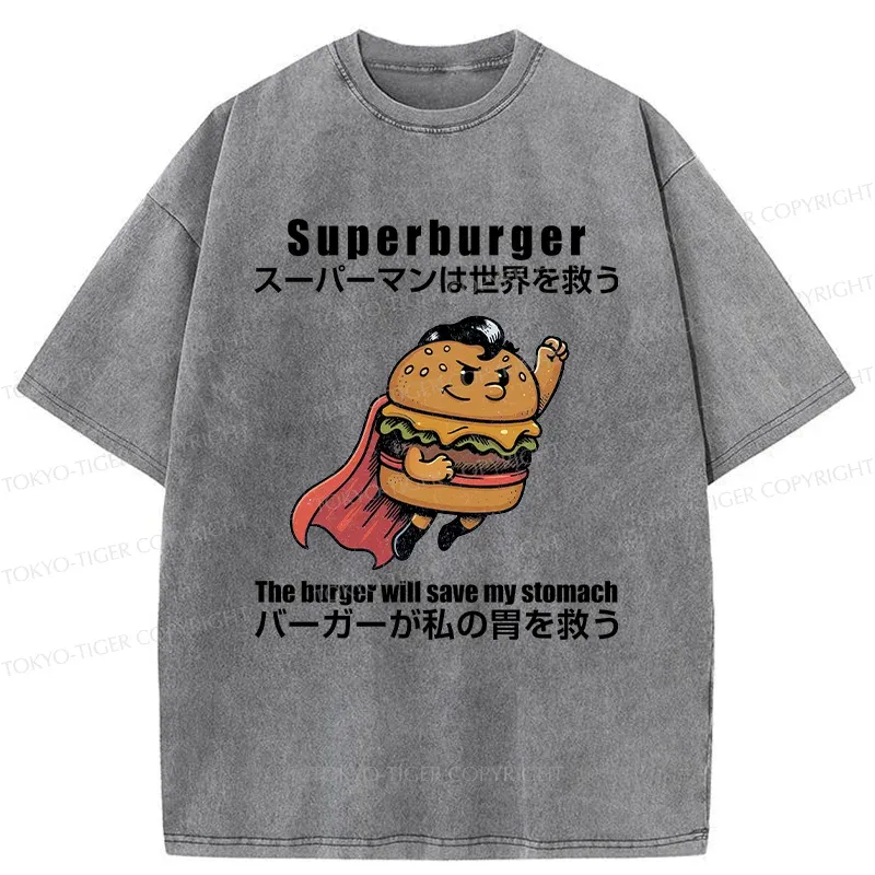 Tokyo-Tiger Burger Save The World Washed T-Shirt