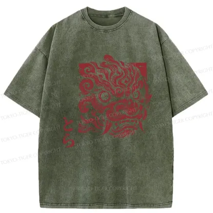 Tokyo-Tiger Japanese Lion Yokai Washed T-Shirt