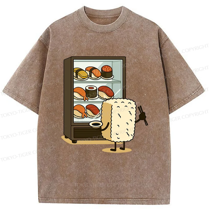 Tokyo-Tiger Rice Ball Is Choosing Sushi Washed T-Shirt