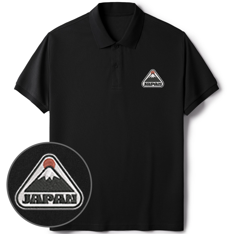 Tokyo-Tiger Mount Fuji Japan Embroidered Polo T-Shirt