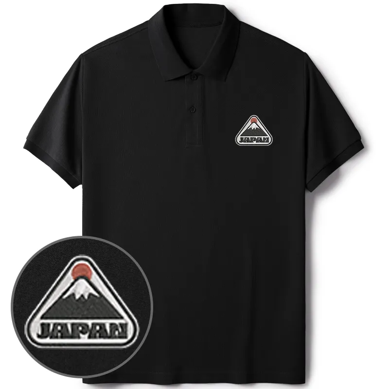 Tokyo-Tiger Mount Fuji Japan Embroidered Polo T-Shirt