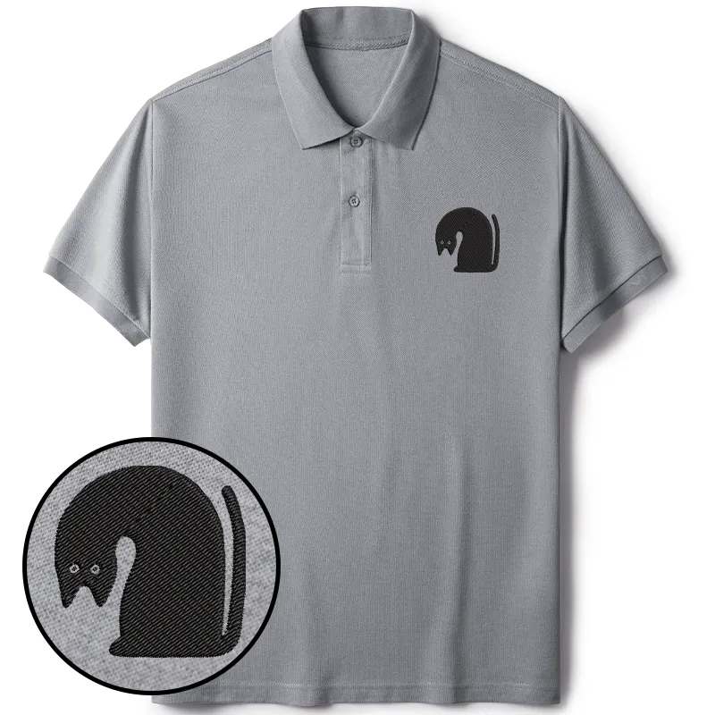 Tokyo-Tiger Curious Cat Embroidered Polo T-Shirt