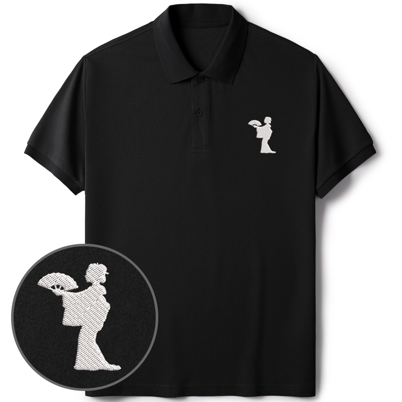 Tokyo-Tiger Geisha Holding A Fan Embroidered Polo T-Shirt