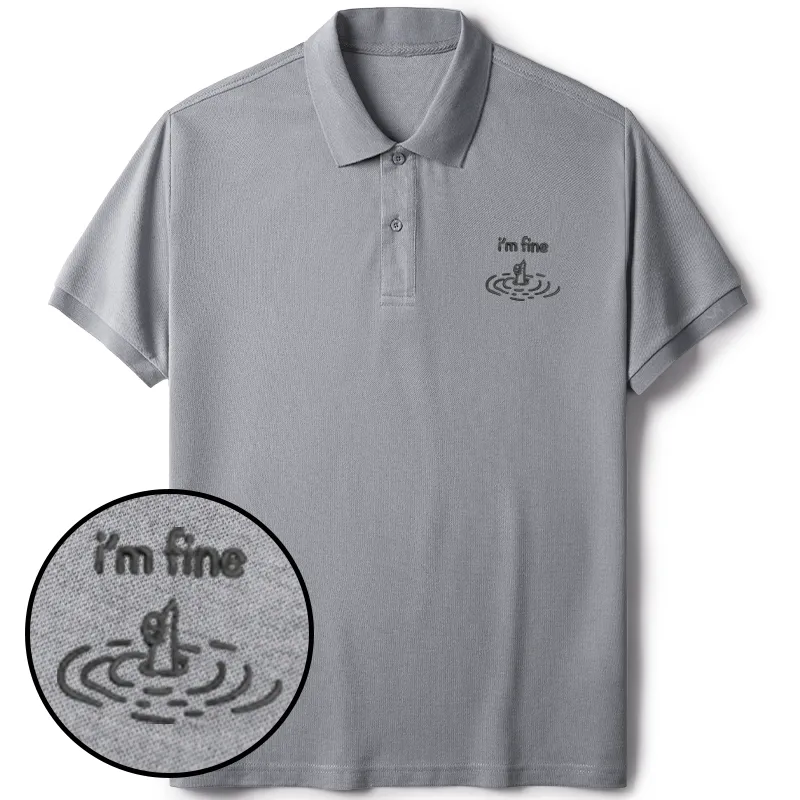 Tokyo-Tiger I'm Fine Embroidered Polo T-Shirt