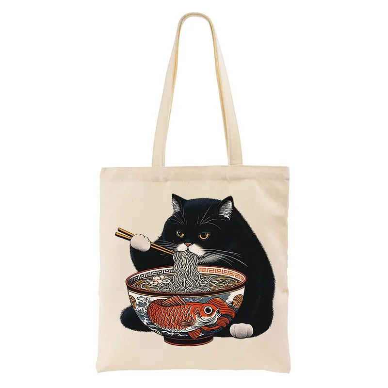 Tokyo-Tiger Fat Cat Eating Ramen Tote Bag