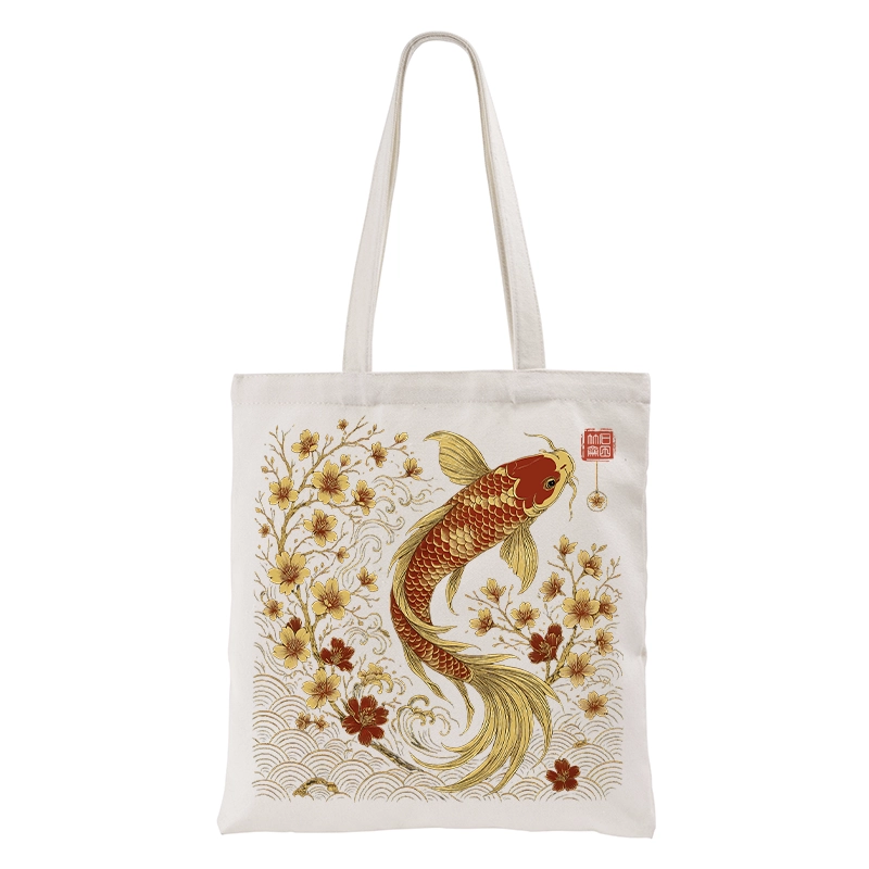 Tokyo-Tiger Vintage Sakura And Koi Tote Bag