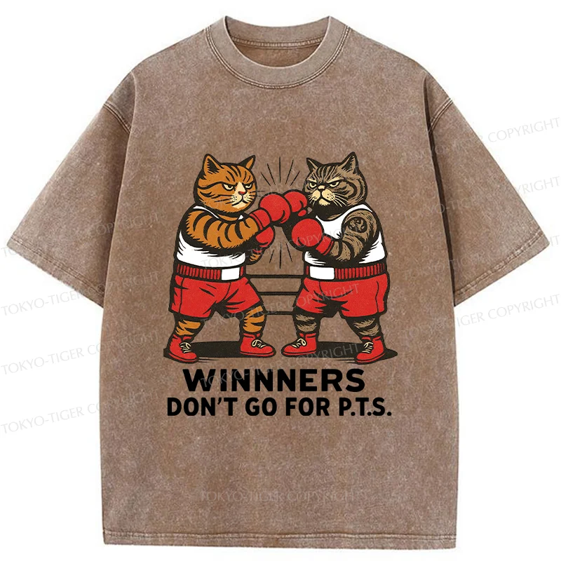 Tokyo-Tiger Fighting Cats Washed T-Shirt