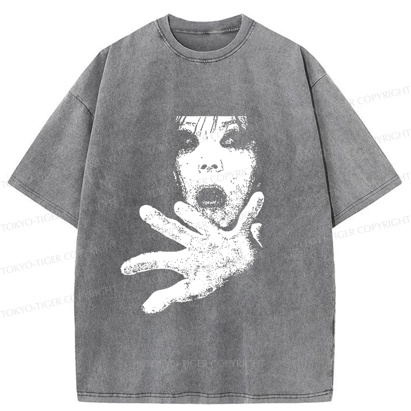 Tokyo-Tiger Scary Ghost Washed T-Shirt