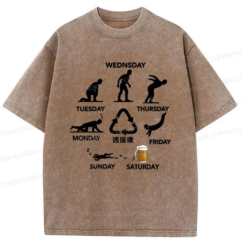 Tokyo-Tiger One Week Cycle Washed T-Shirt