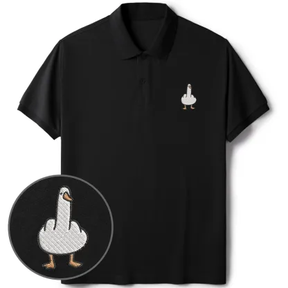 Tokyo-Tiger Funny Goose Embroidered Polo T-Shirt
