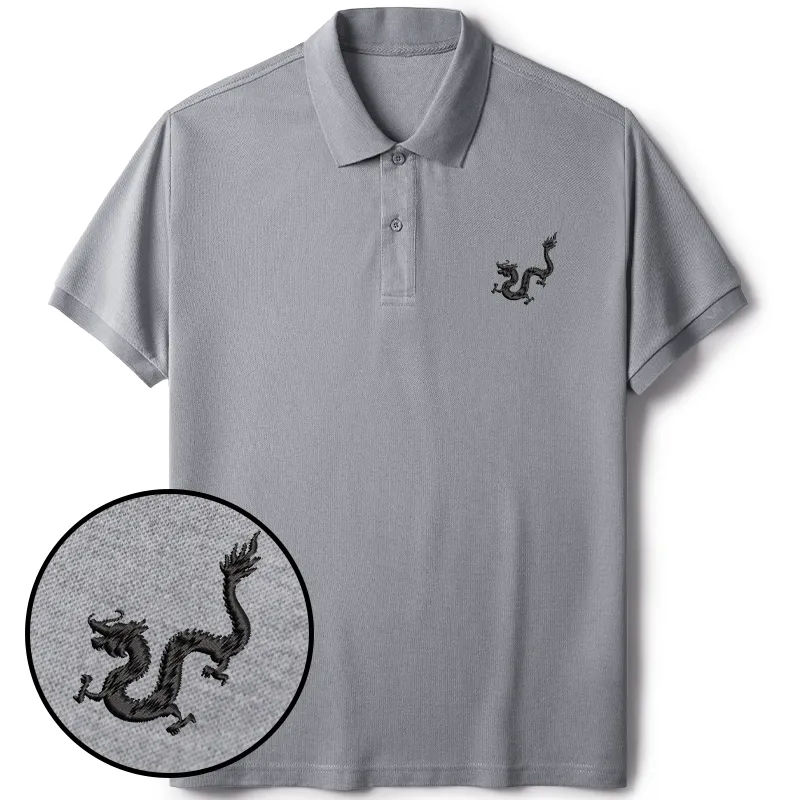 Tokyo-Tiger Japanese Dragon Embroidered Polo T-Shirt