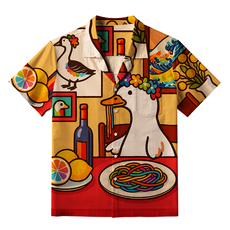 Tokyo-Tiger More Spaghetti Less Upsetti Goose Aloha Hawaiian Shirt